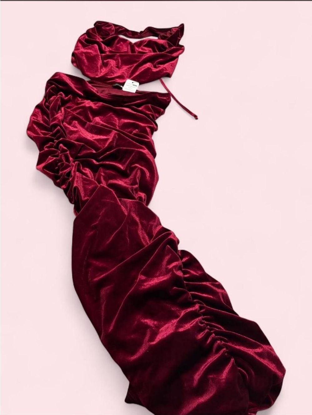 Wine Red Velvet Two Piece Set